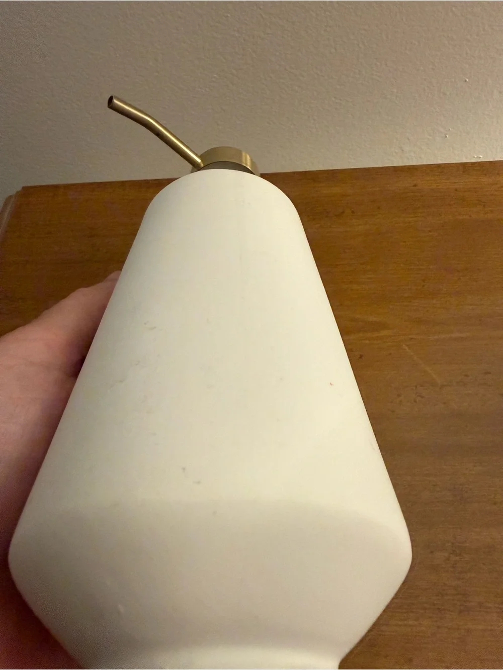 Matte White Ceramic Soap Dispenser with Brushed Gold Pump